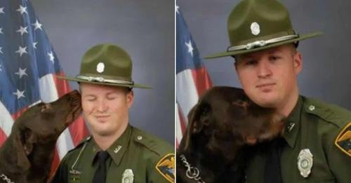 K9 Officer Shows Heartfelt Affection During Department Photoshoot